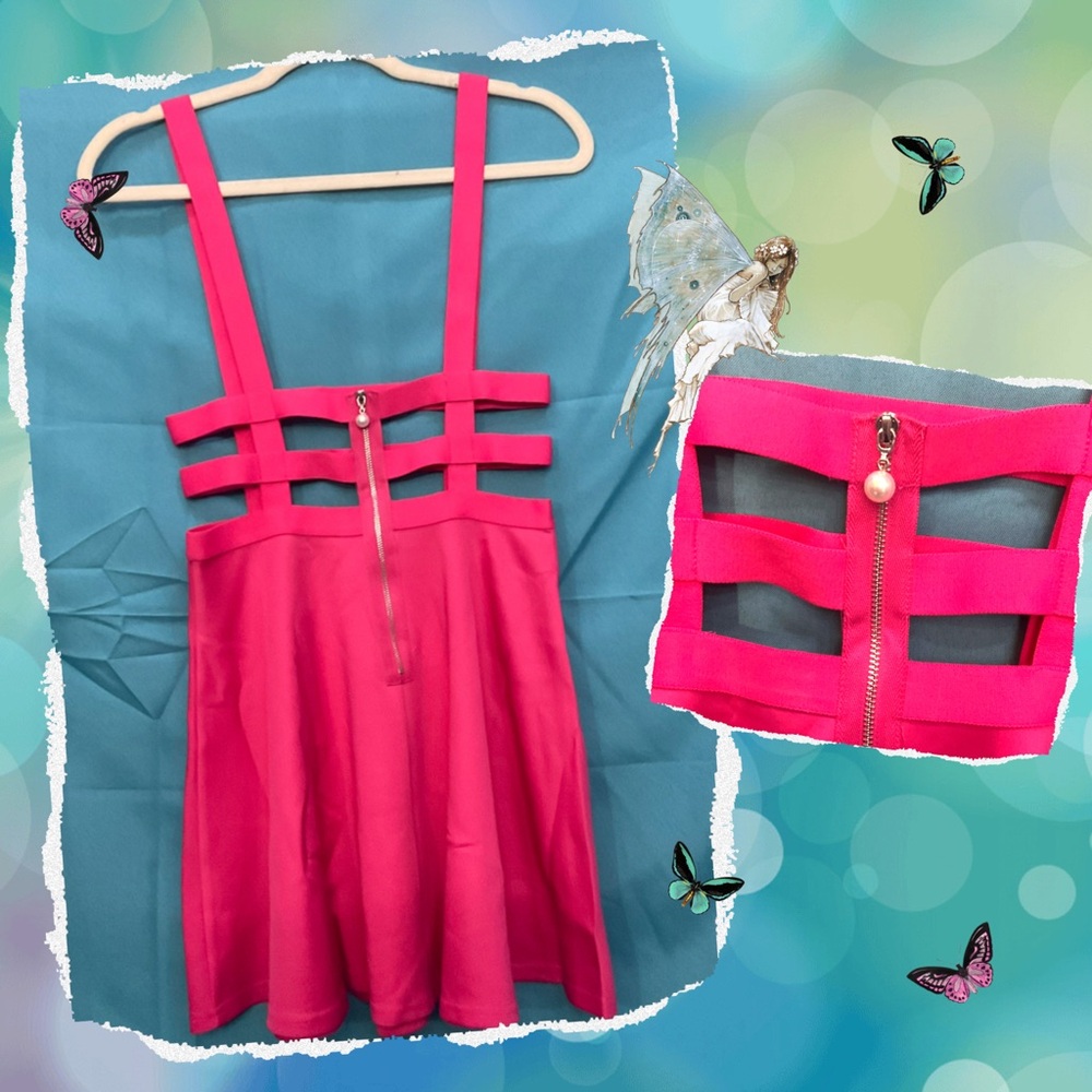 Hot Pink Banded Skater Skirt/Dress NWT 14" waist (has lots of stretch) - Picture 3 of 4